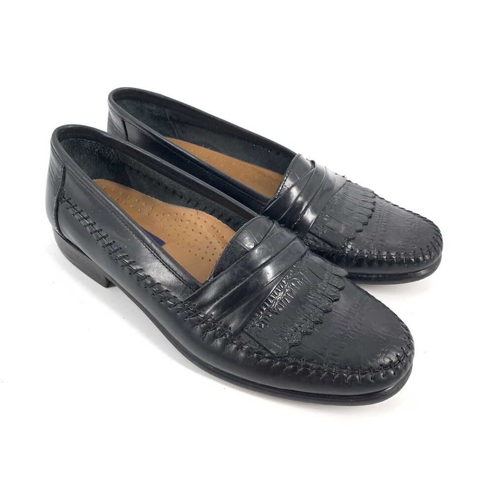 Giorgio Brutini Leather Penny Loafers Size 9 D Mens Solid Black Dress Shoes